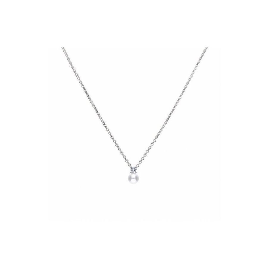 Dipples-Silver CZ & Imitation Pearl Drop Pendant-Dipples Jewellers