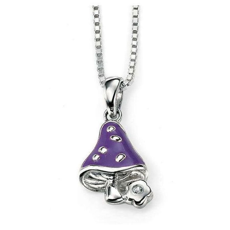 Gecko-Silver Diamond Set Enamel Toadstool Pendant & Chain-Dipples Jewellers