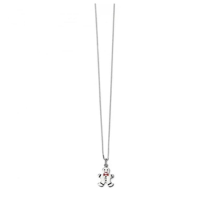 Dipples-Silver Diamond Set Gingerbread Man Pendant-Dipples Jewellers