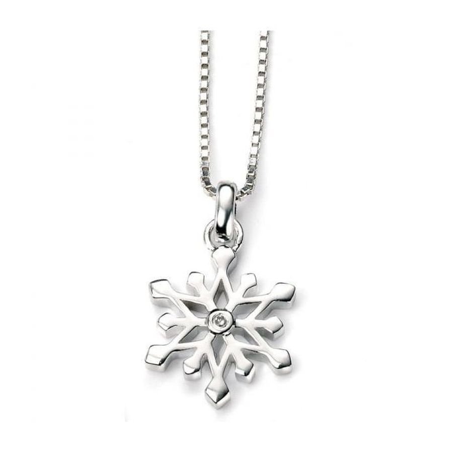 Dipples-Silver Diamond Set Snowflake Pendant-Dipples Jewellers