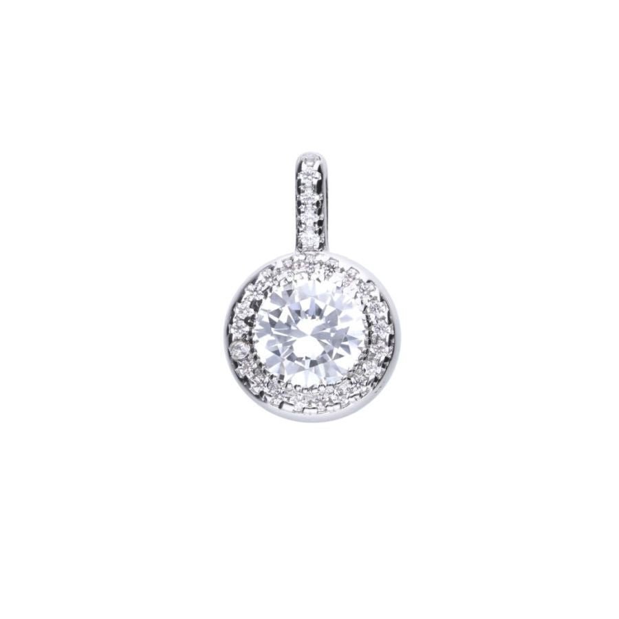 Dipples-Silver Round Cubic Zirconia Halo Cluster Pendant-Dipples Jewellers