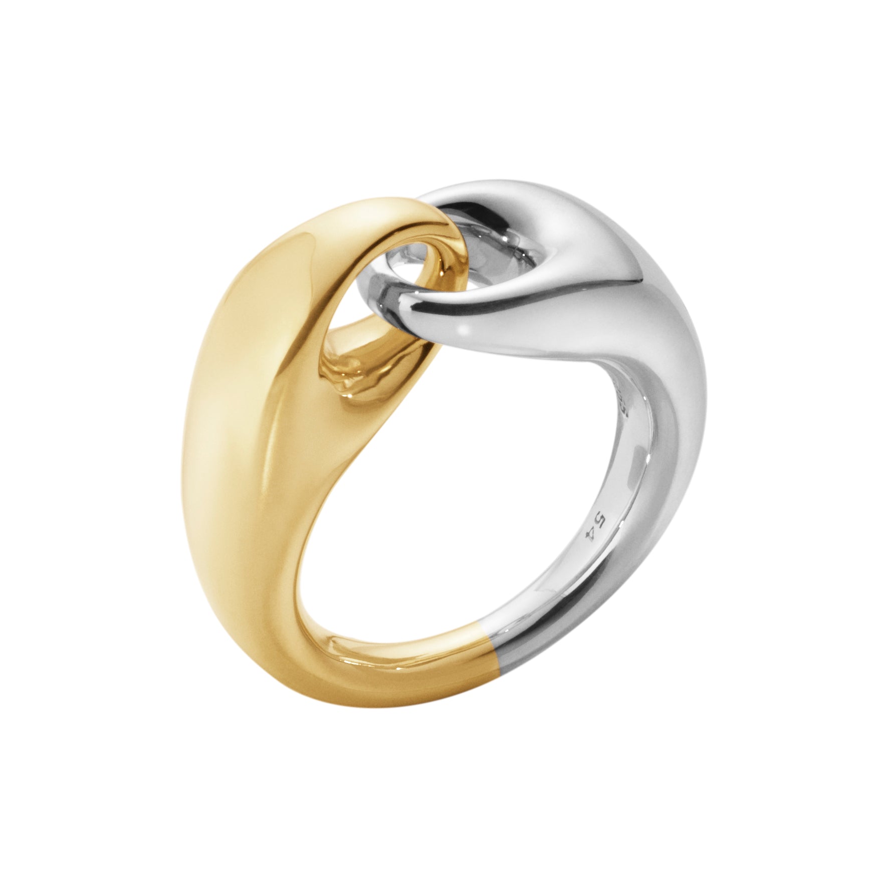 Georg Jensen-Silver and 18ct Yellow Gold Reflect Large Link Ring-Dipples Jewellers