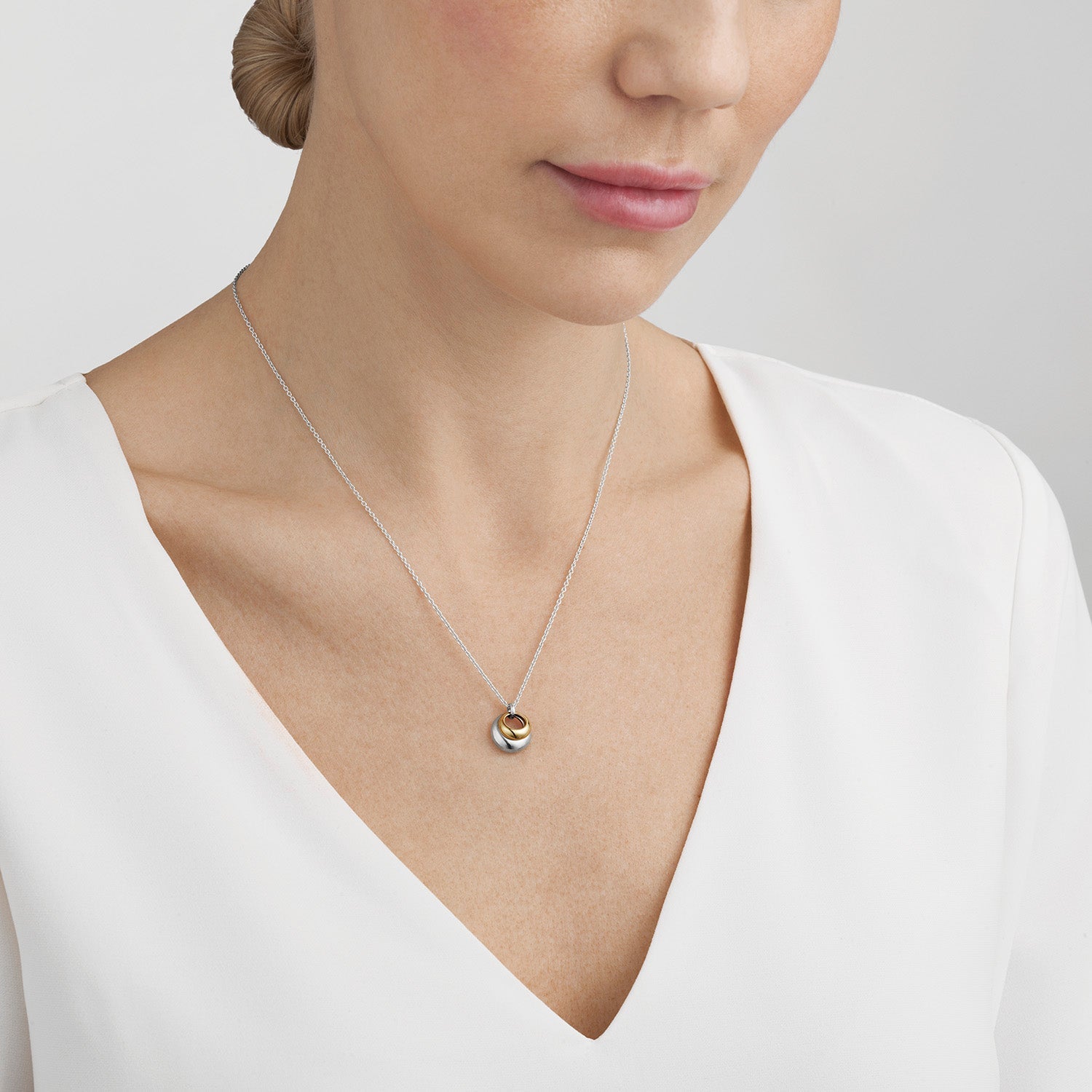 Georg Jensen-Silver Curve Two Tone Pendant-Dipples Jewellers