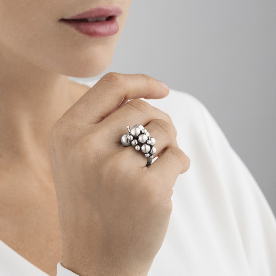 Georg Jensen-Silver Moonlight Grapes Ring-Dipples Jewellers