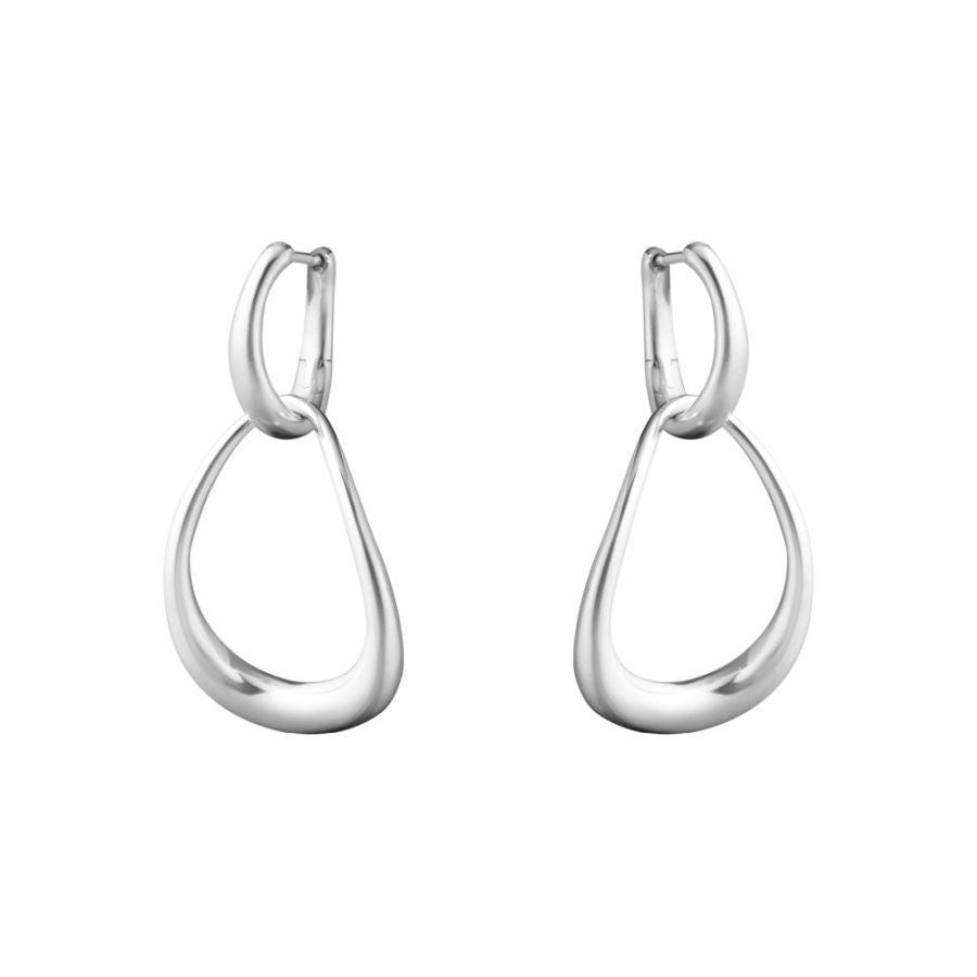 Georg Jensen-Silver Offspring Drop Earhoops-Dipples Jewellers
