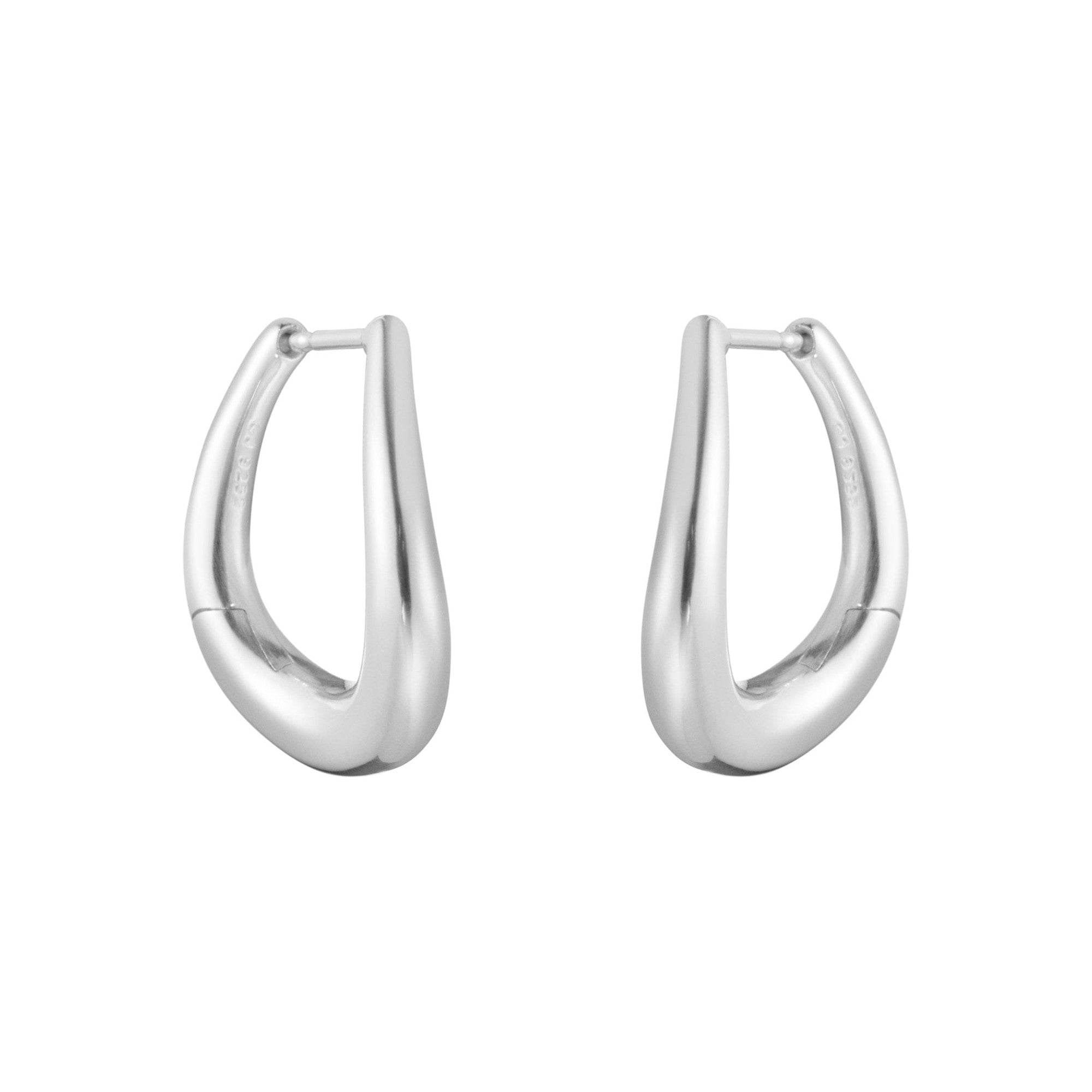Georg Jensen-Silver Offspring Medium Earhoops-Dipples Jewellers