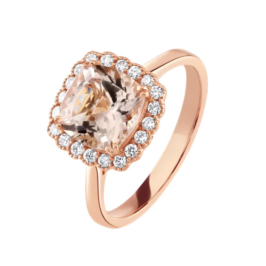 Dipples-18ct Rose Gold Morganite & Diamond Cushion Cluster Ring-Dipples Jewellers