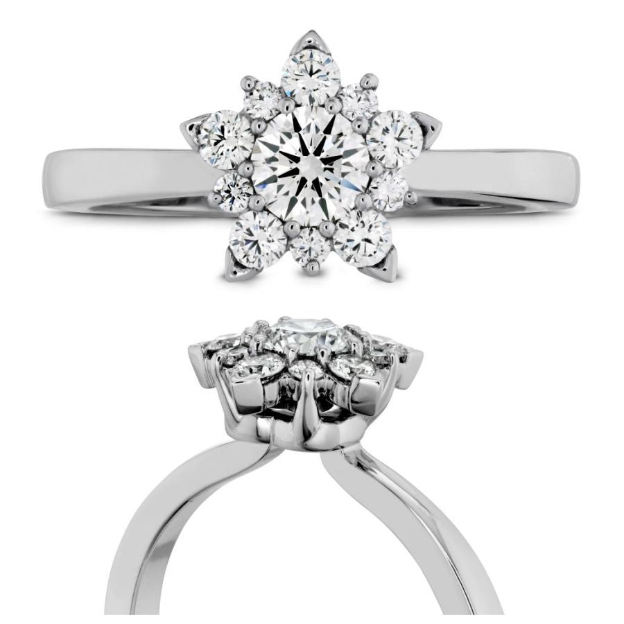 Hearts On Fire-18ct White Gold Aerial Round Brilliant Cut Diamond Cluster Ring-Dipples Jewellers