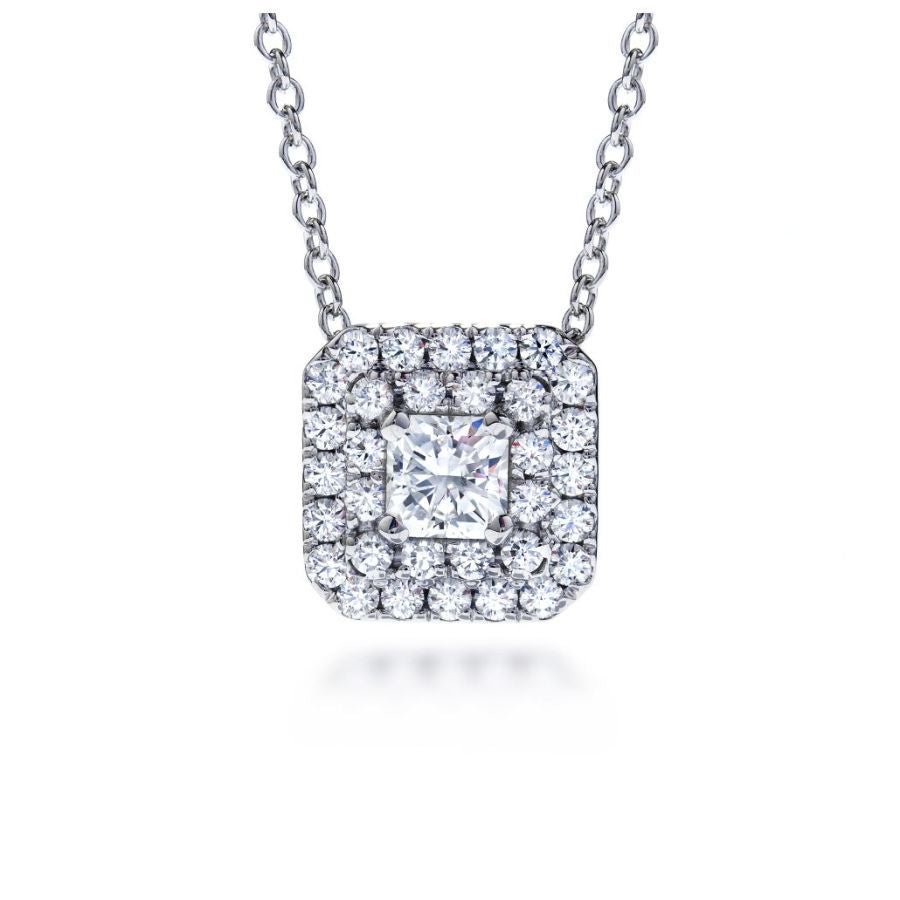 Hearts On Fire-18ct White Gold Transcend Diamond Set Double Halo Pendant & Chain-Dipples Jewellers