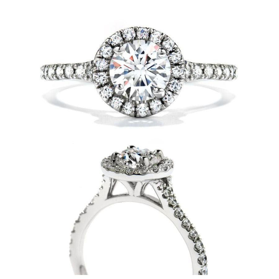 Hearts On Fire-Platinum Round Brilliant Cut Diamond Halo Cluster Ring-Dipples Jewellers