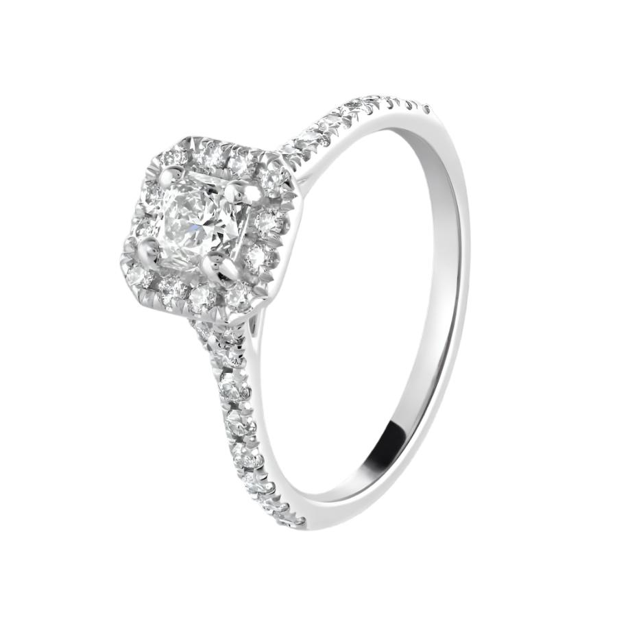 Hearts On Fire-Platinum Trascend Princess Cut Diamond Halo Cluster Ring with Diamond Shoulders-Dipples Jewellers