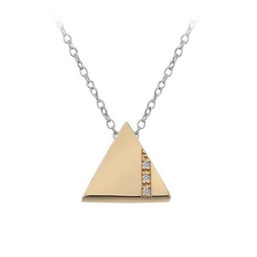 Hot Diamonds-HD Silv+RGP Silhouette Triangle Pendant + Chain-Dipples Jewellers