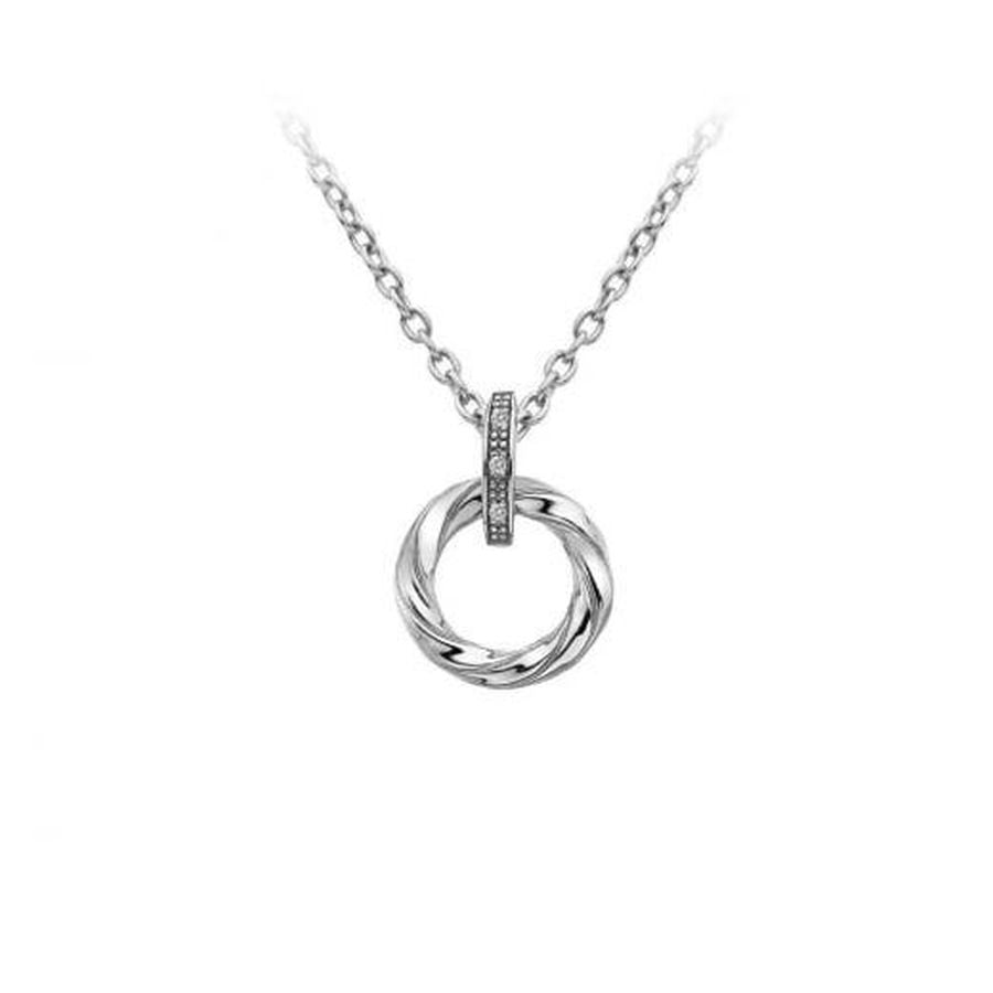 Hot Diamonds-HD Silver Breeze Circle Pendant + Chain-Dipples Jewellers