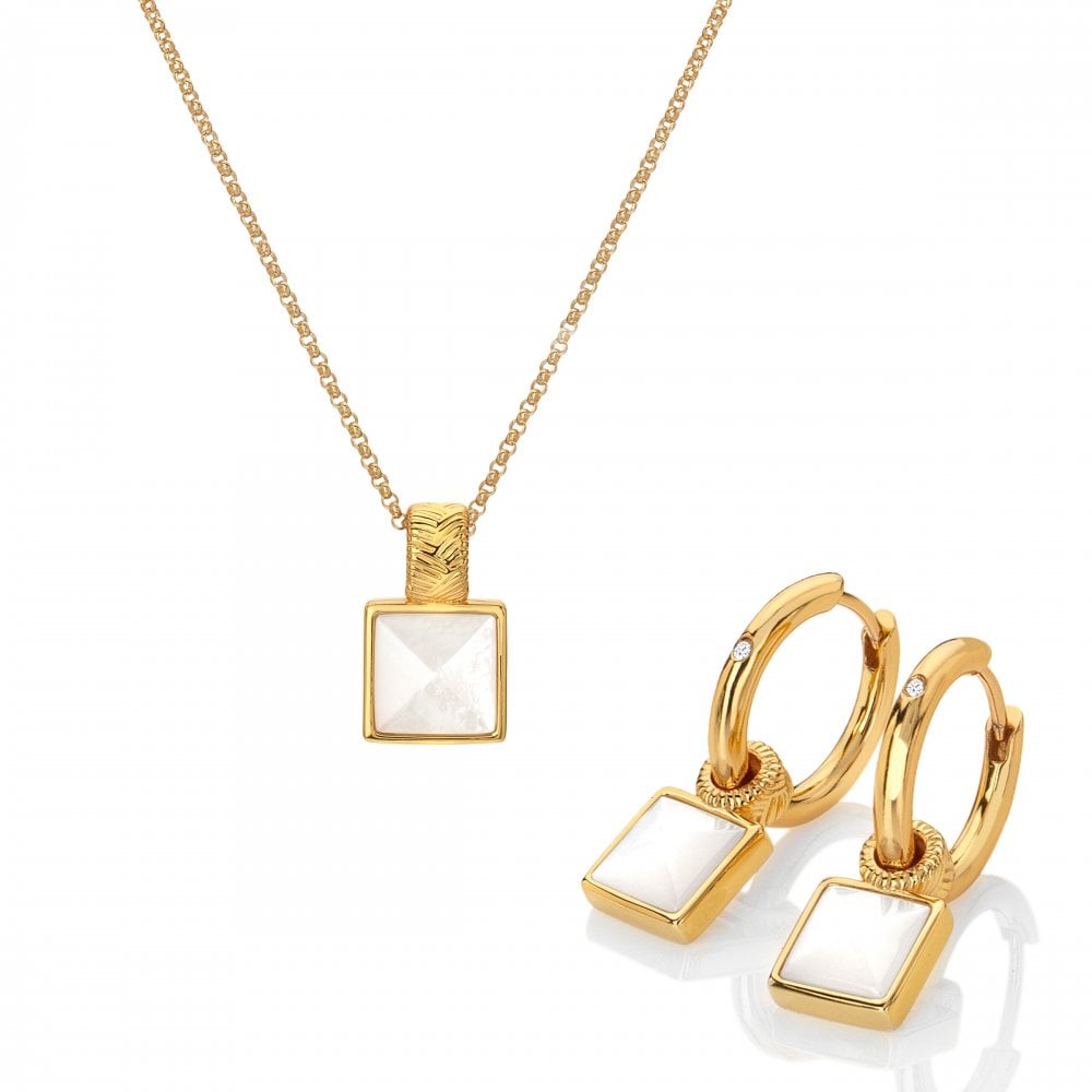 Hot Diamonds-HD X GE Calm Mother of Pearl Pendant and Earring Set-Dipples Jewellers