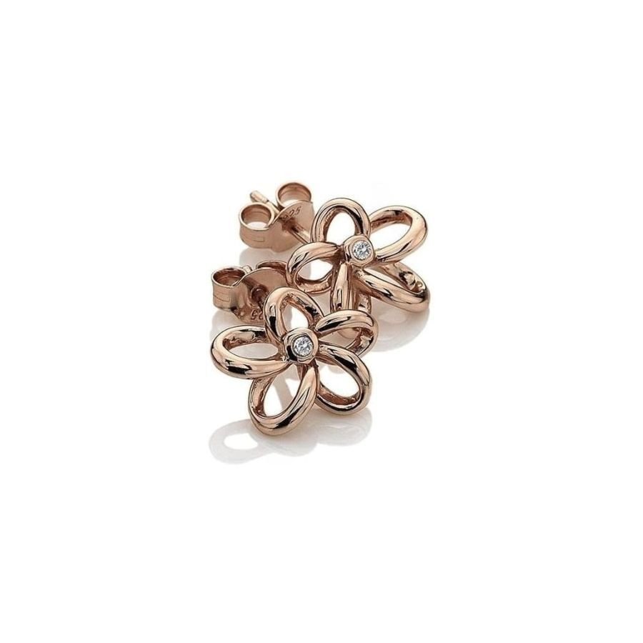 Hot Diamonds-Rose Gold Plated Silver Paradise Open Petal Stud Earrings-Dipples Jewellers