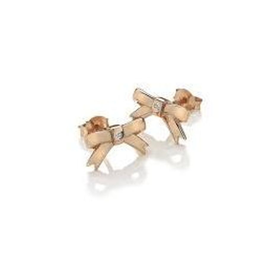 Hot Diamonds-Rose Gold Plated Silver Ribbon Stud Earrings-Dipples Jewellers