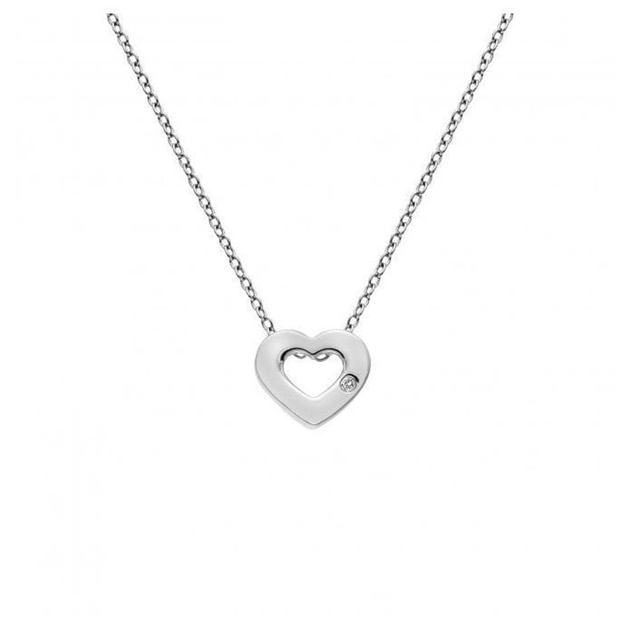 Hot Diamonds-Silver Amulet Diamond Set Heart Pendant on a 16-18' Silver Chain-Dipples Jewellers