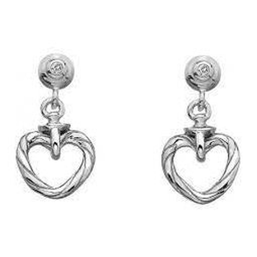 Hot Diamonds-Silver Breeze Heart Drop Earrings-Dipples Jewellers