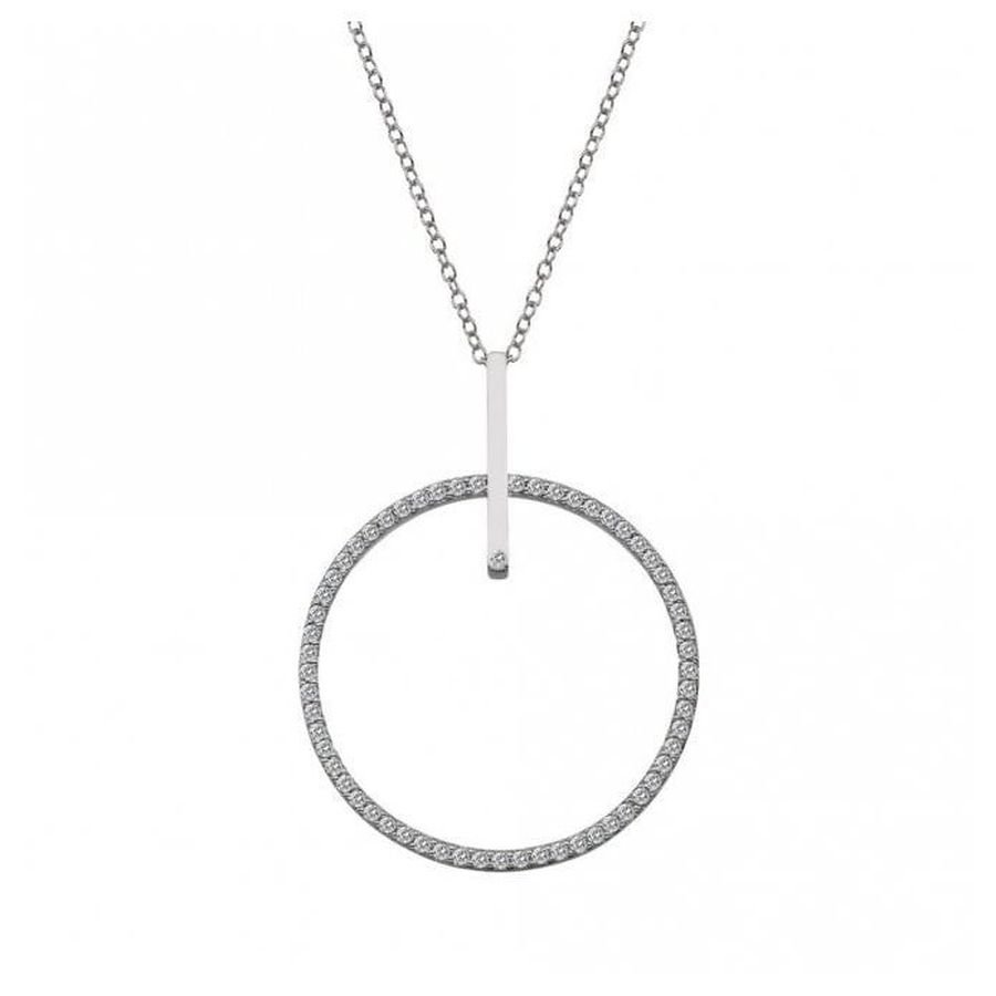 Hot Diamonds-Silver Constant Circle 35mm White Topaz Pendant & Chain-Dipples Jewellers