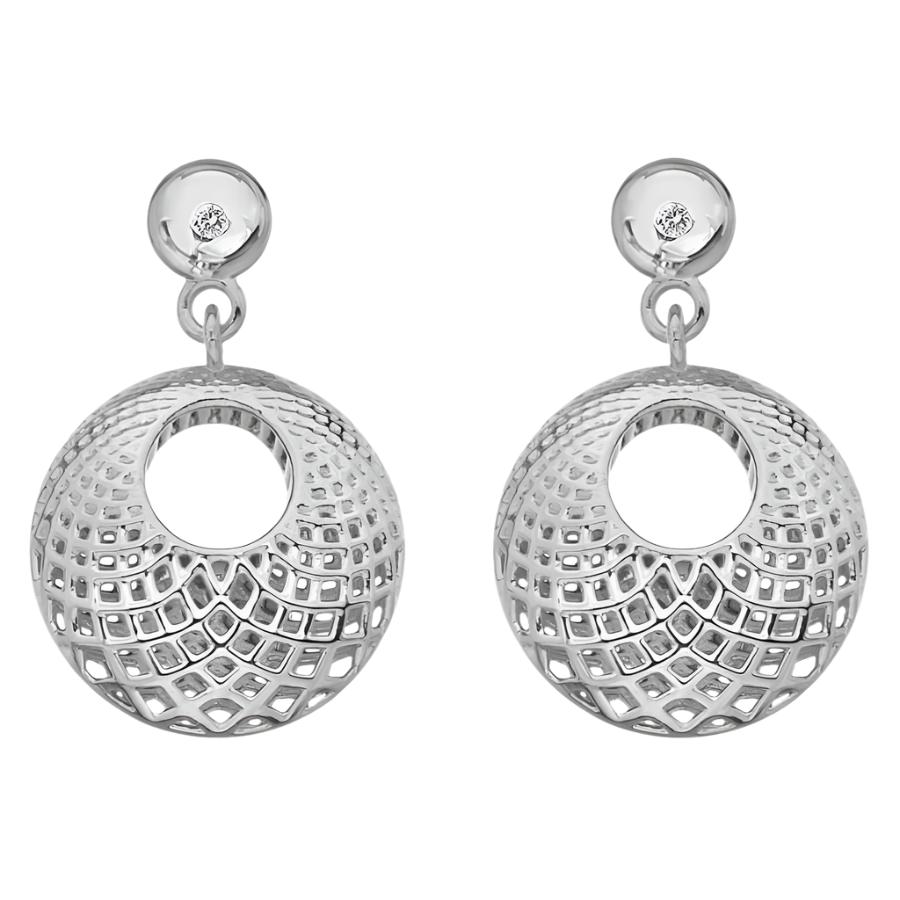 Hot Diamonds-Silver Quest Filigree Circle Drop Earrings-Dipples Jewellers