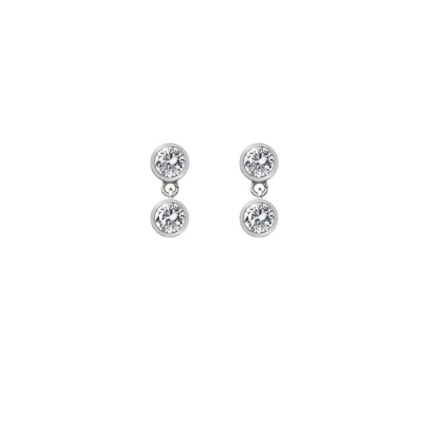 Hot Diamonds-Silver Tender White Topaz Earrings - Double Drop-Dipples Jewellers