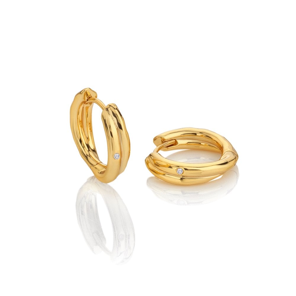 Hot Diamonds-Hot Diamonds X Golden Edit Aura Hoop Earrings-Dipples Jewellers