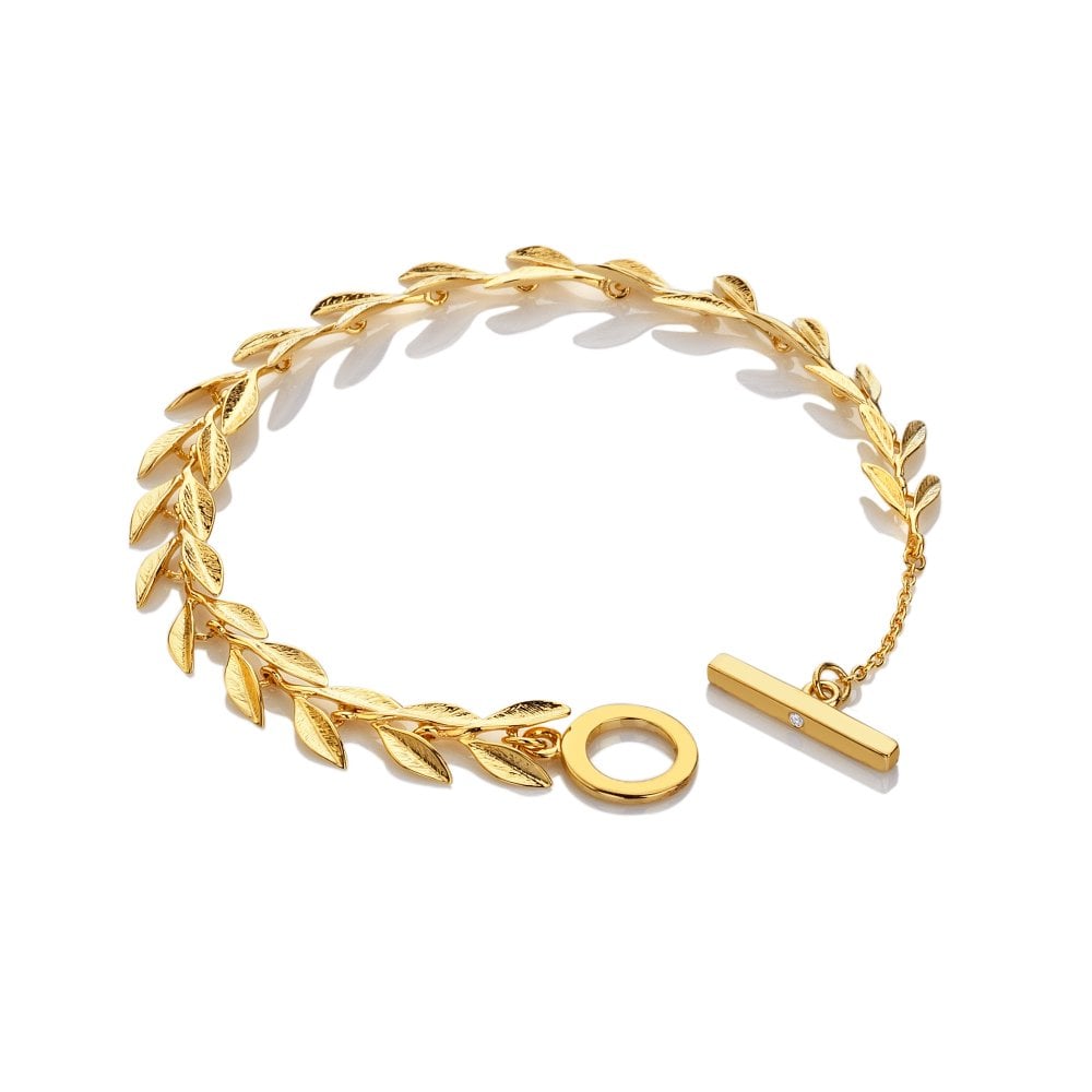Hot Diamonds-Hot Diamonds X TG Laurel Bracelet - Yellow Gold Plate-Dipples Jewellers