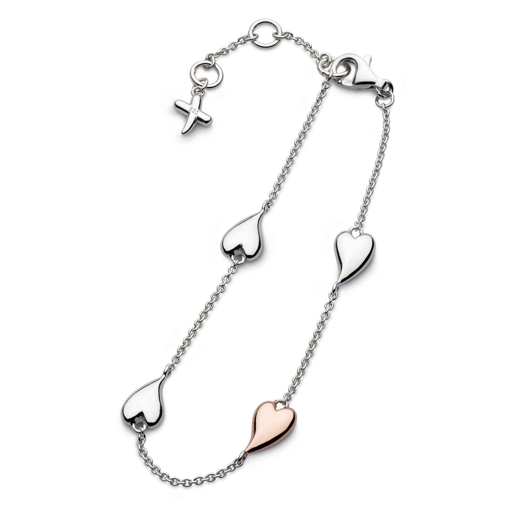 Kit Heath-Desire Kiss Blush Heart Station Bracelet-Dipples Jewellers