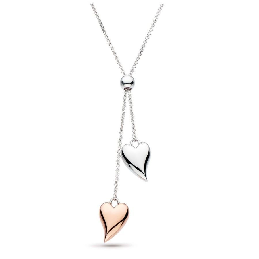 Kit Heath-KH Silv&RGP Desire Cherish Blush Heart Lariat Ncklce-Dipples Jewellers