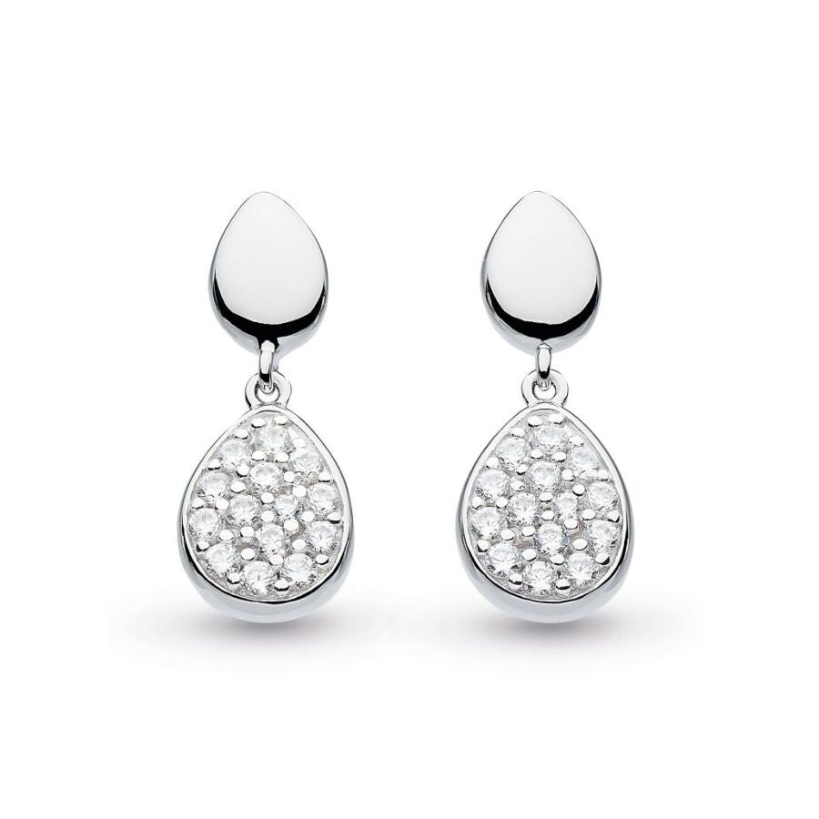Kit Heath-KH Silver CZ Coast Pebble Glisten Pave Drop Errngs-Dipples Jewellers