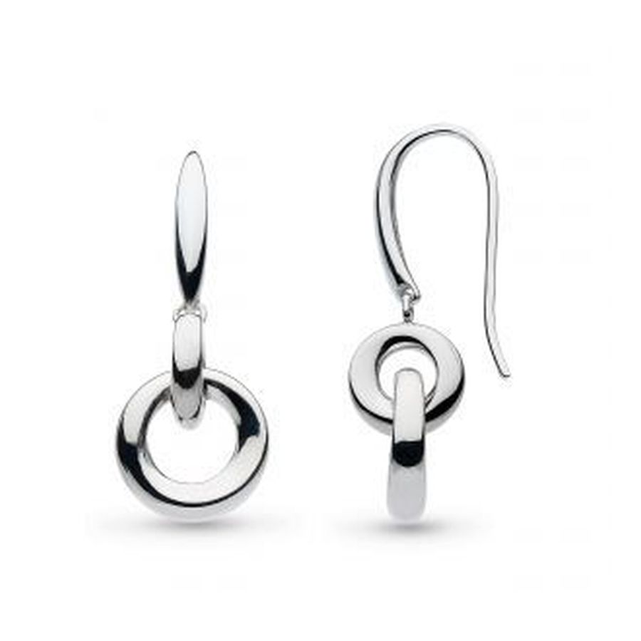Kit Heath-Silver Bevel Cirque Link Drop Earrings-Dipples Jewellers