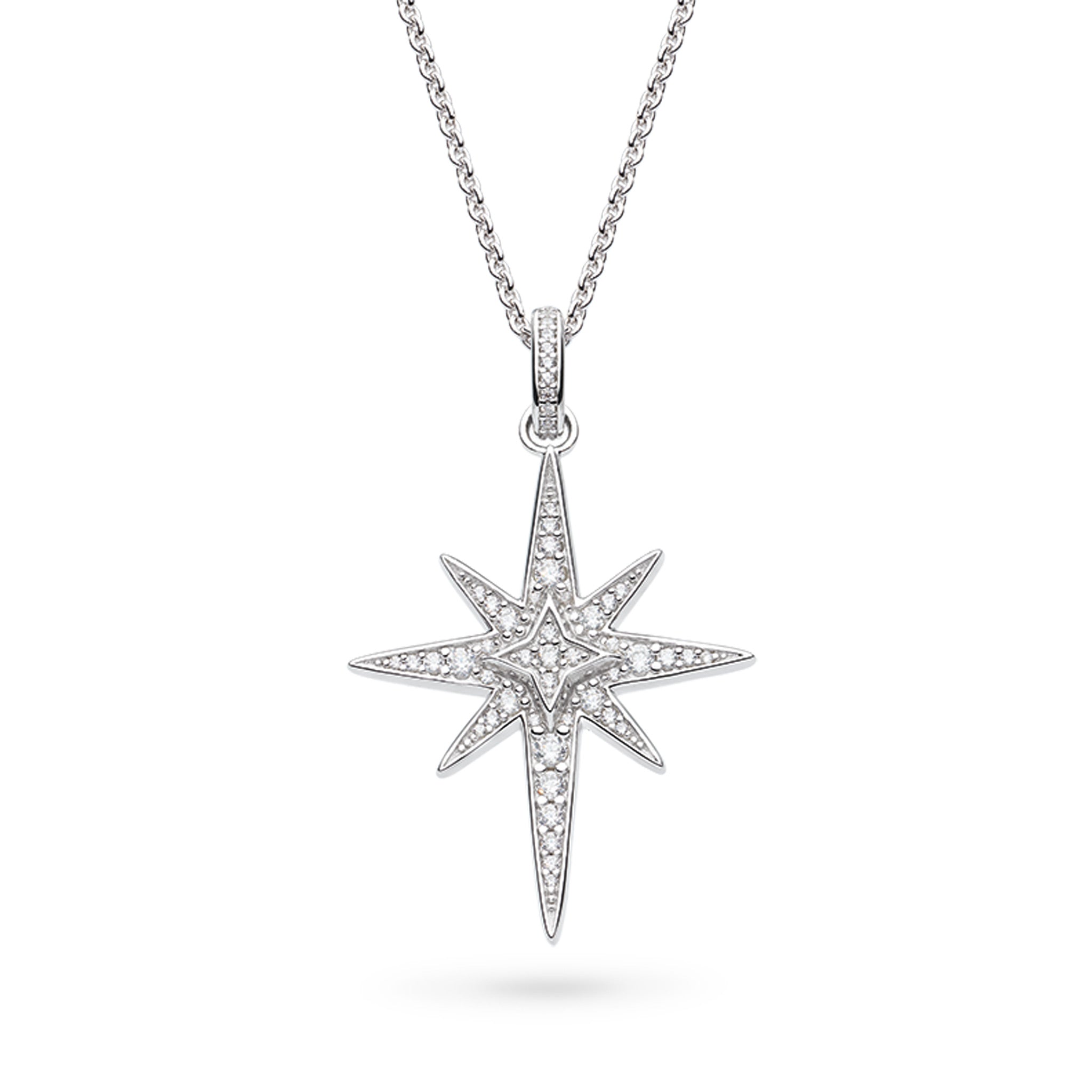 Kit Heath-Silver Celeste North Star Lux Pave Set Cubic Zirconia 20" Necklace-Dipples Jewellers
