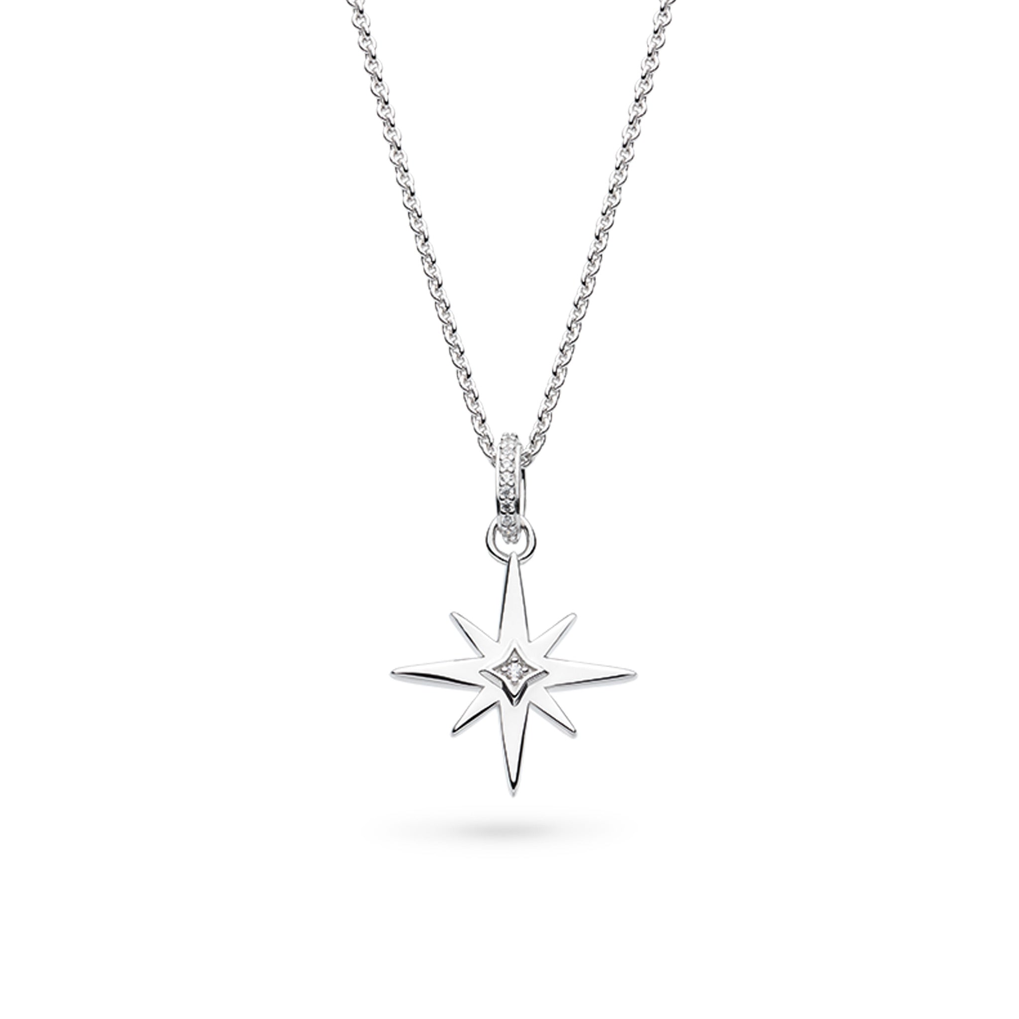 Kit Heath-Silver Celeste North Star Pave Set Cubic Zirconia 18" Necklace-Dipples Jewellers