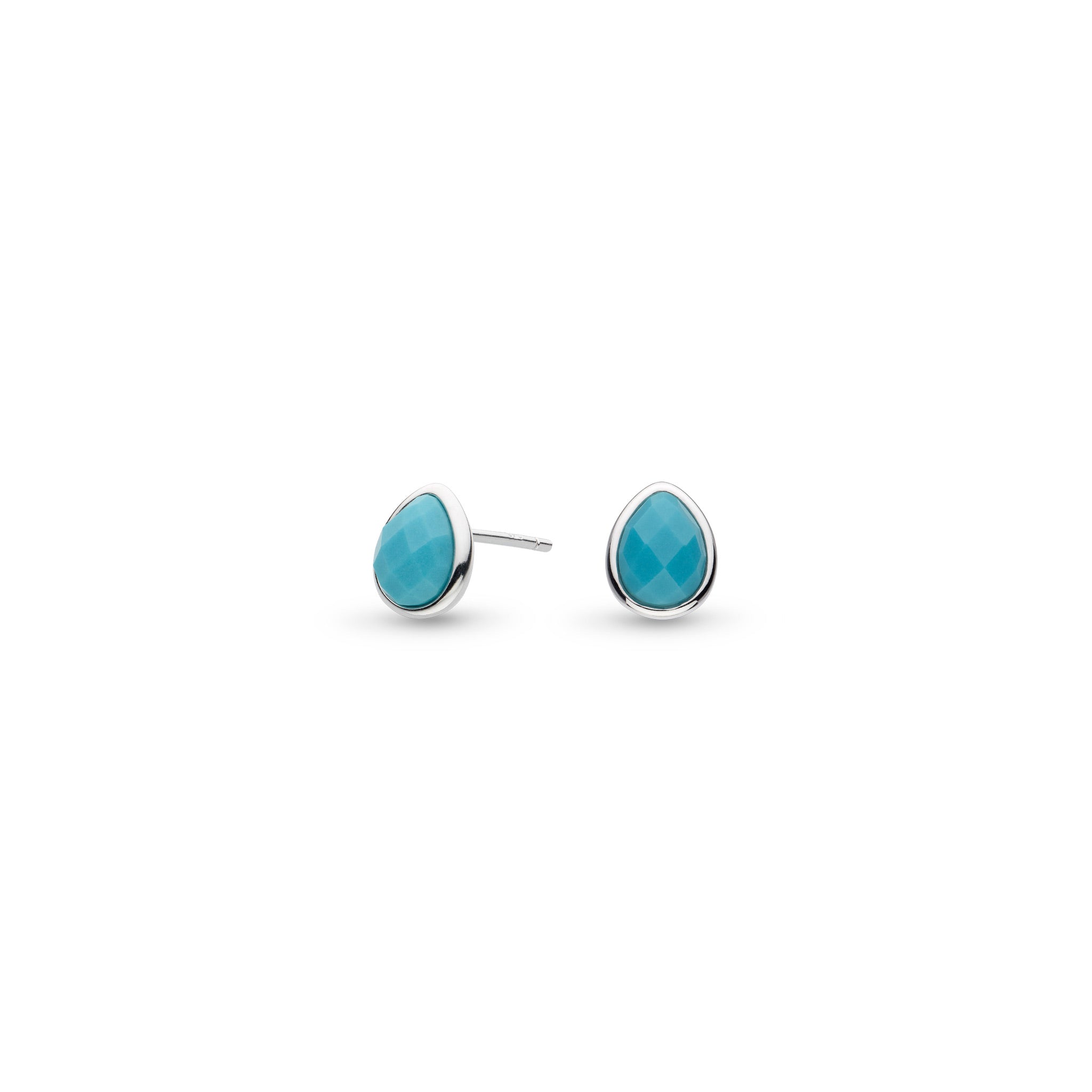 Kit Heath-Silver Coast Pebble Azure Magnesite Set Stud Earrings-Dipples Jewellers