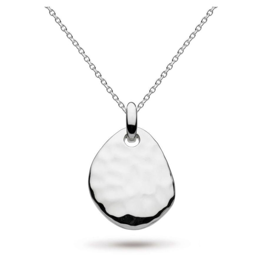 Kit Heath-Silver Coast Pebble Hammered Necklace-Dipples Jewellers