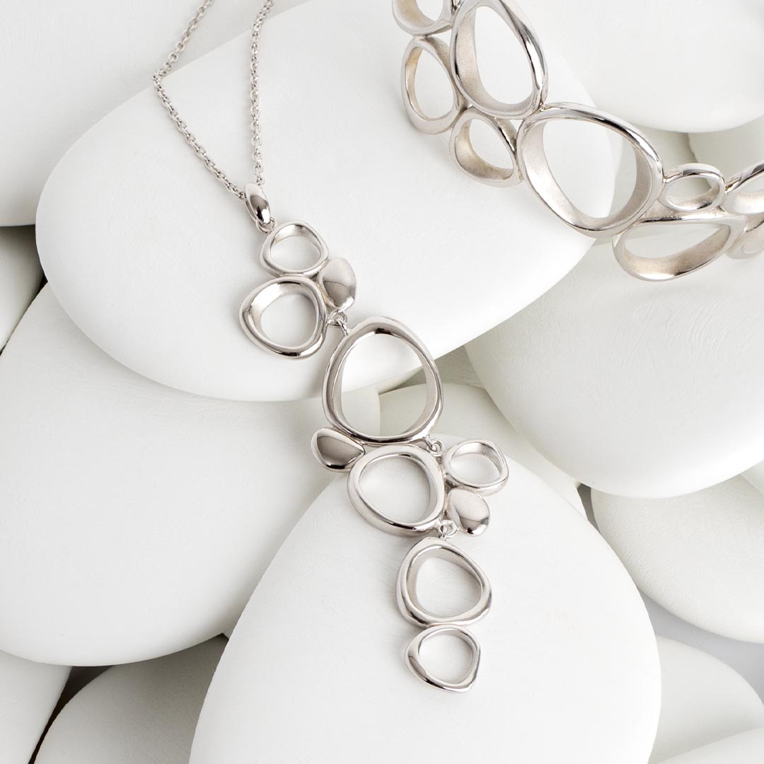 Kit Heath-Silver Coast Shore Cascade 20" Necklace-Dipples Jewellers