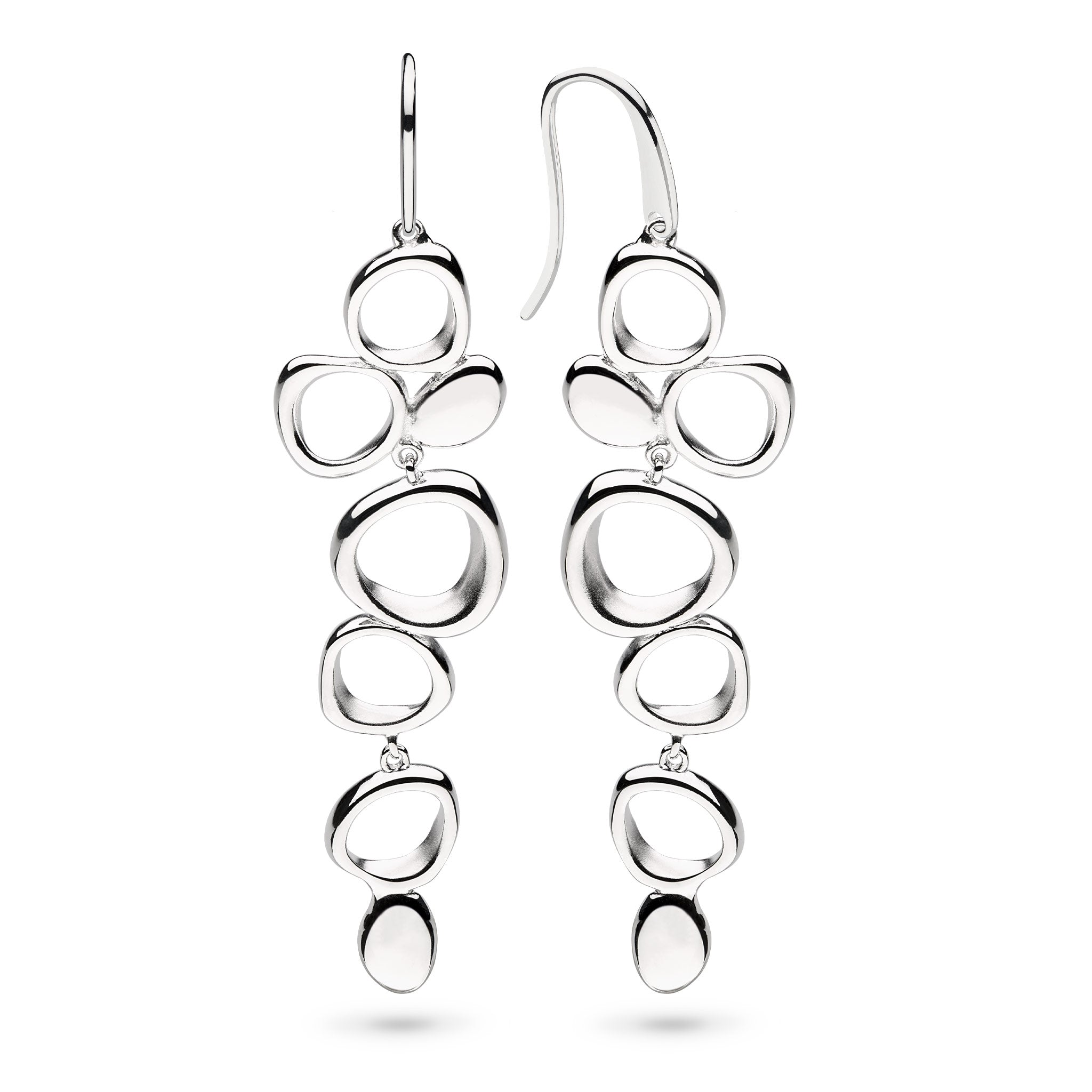 Kit Heath-Silver Coast Shore Cascade Hook Drop Earrings-Dipples Jewellers