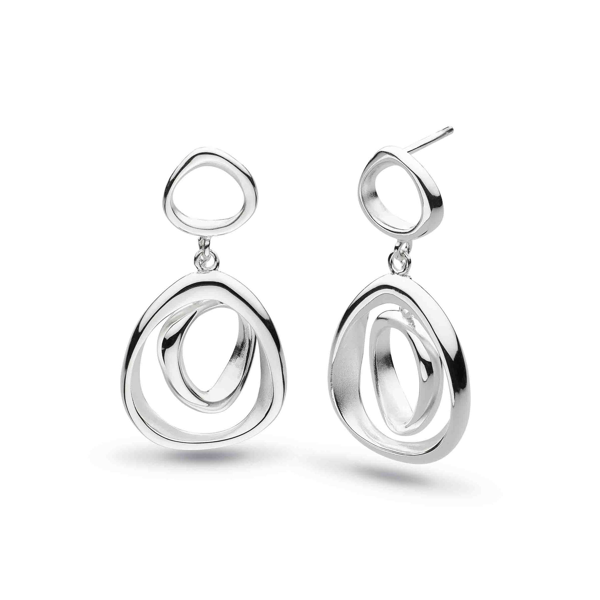 Kit Heath-Silver Coast Shore Double Link Drop Earrings-Dipples Jewellers