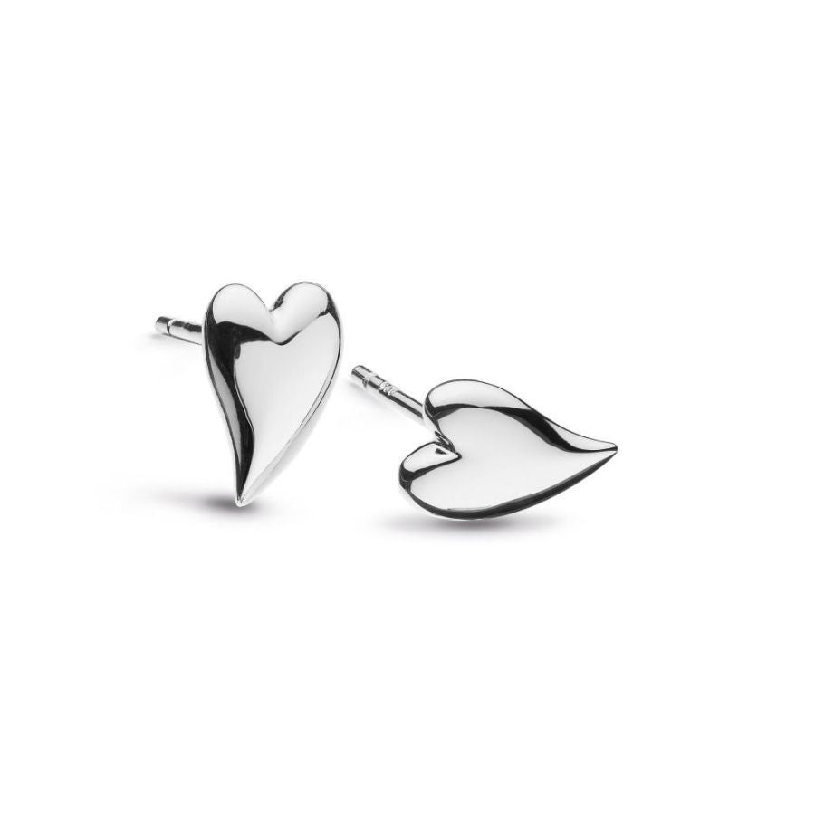 Kit Heath-Silver Desire Kiss Mini Heart Stud Earrings-Dipples Jewellers