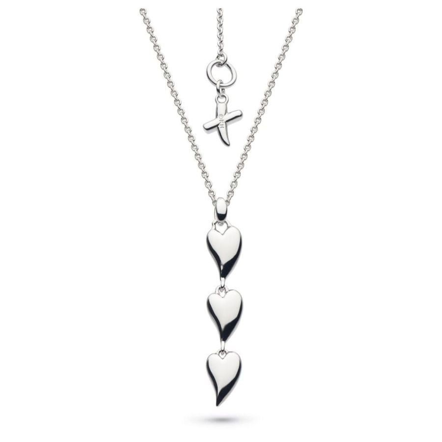 Kit Heath-Silver Desire Kiss Triple Hearts Necklace-Dipples Jewellers