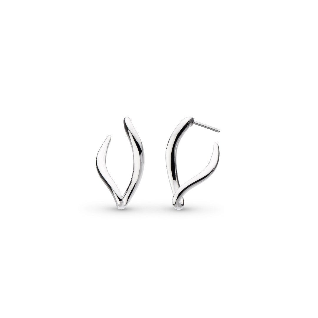 Kit Heath-Silver Entwine Twine Link Hoop Earrings-Dipples Jewellers