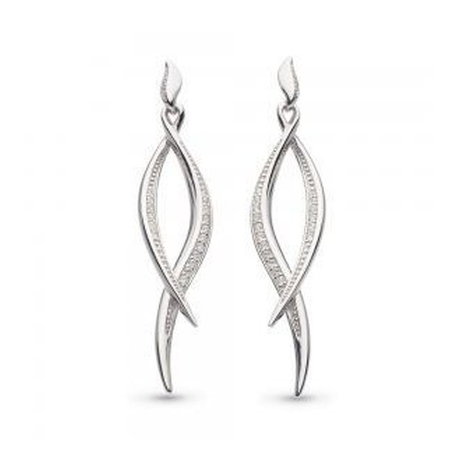 Kit Heath-Silver Entwine Twine Twist Cubic Zirconia Pave Set Drop Earrings-Dipples Jewellers