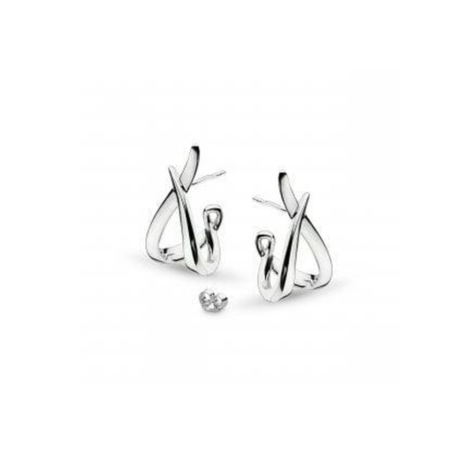 Kit Heath-Silver Entwine Twine Twist Hoop Earrings-Dipples Jewellers
