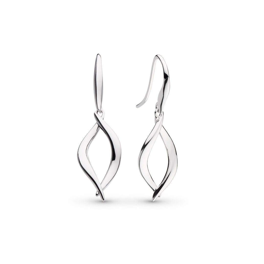 Kit Heath-Silver Entwine Twine Twist Link Drop Earrings-Dipples Jewellers