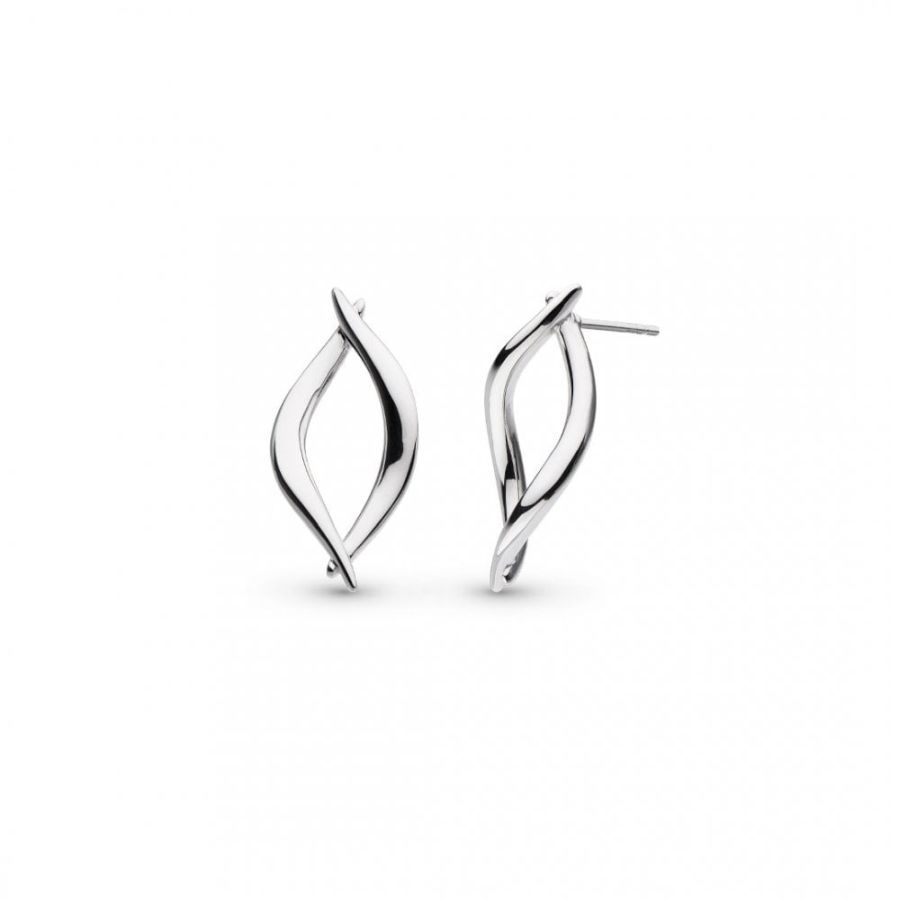 Kit Heath-Silver Entwine Twine Twist Link Stud Earrings-Dipples Jewellers
