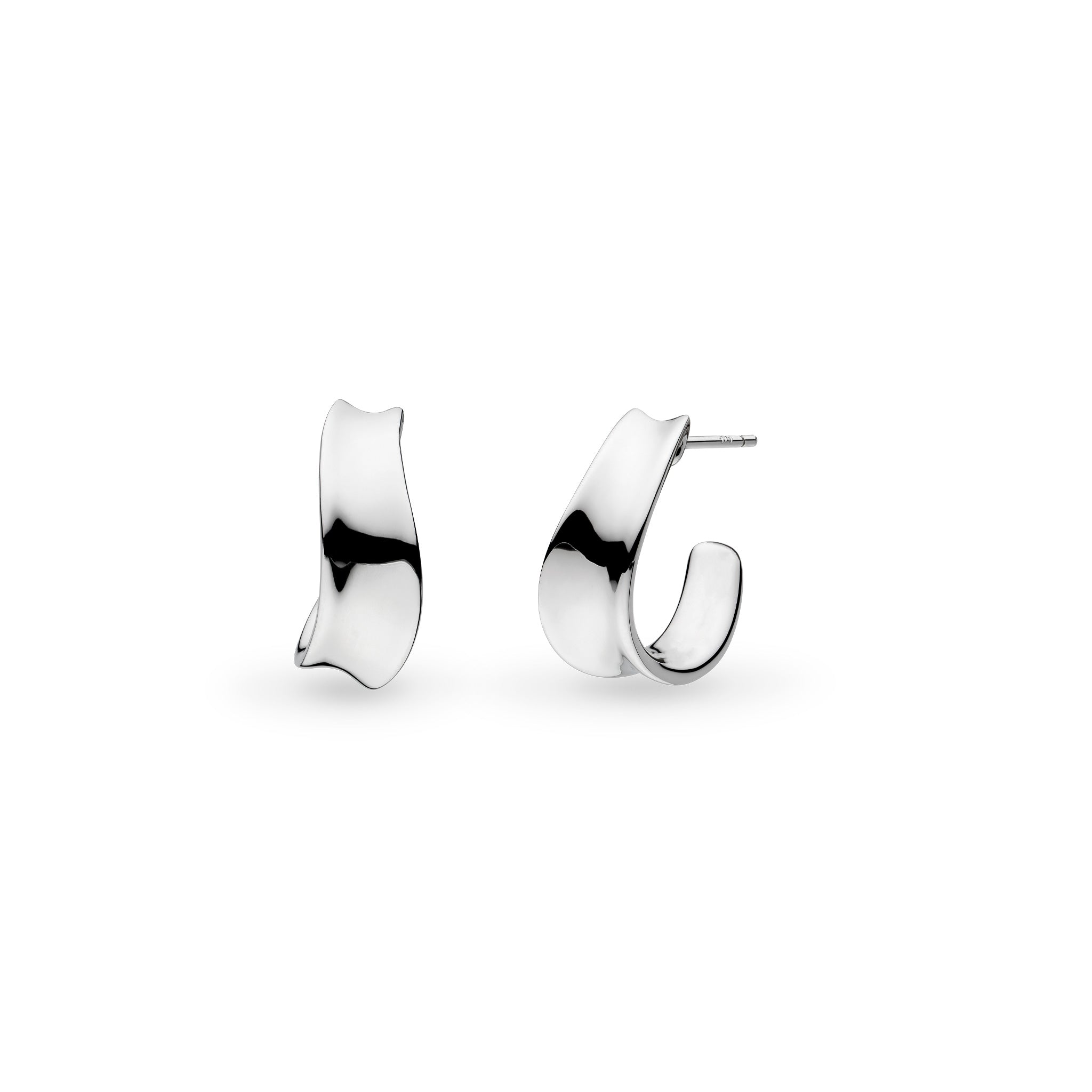 Kit Heath-Silver Grande Semi Hoop Stud Earrings-Dipples Jewellers