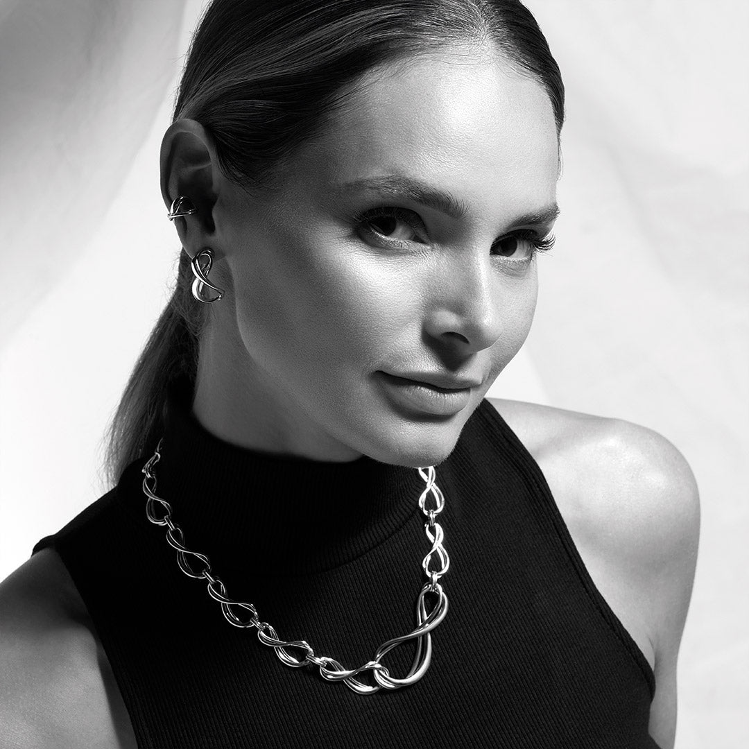 Kit Heath-Silver Infinity Grande Link Collar Necklace-Dipples Jewellers