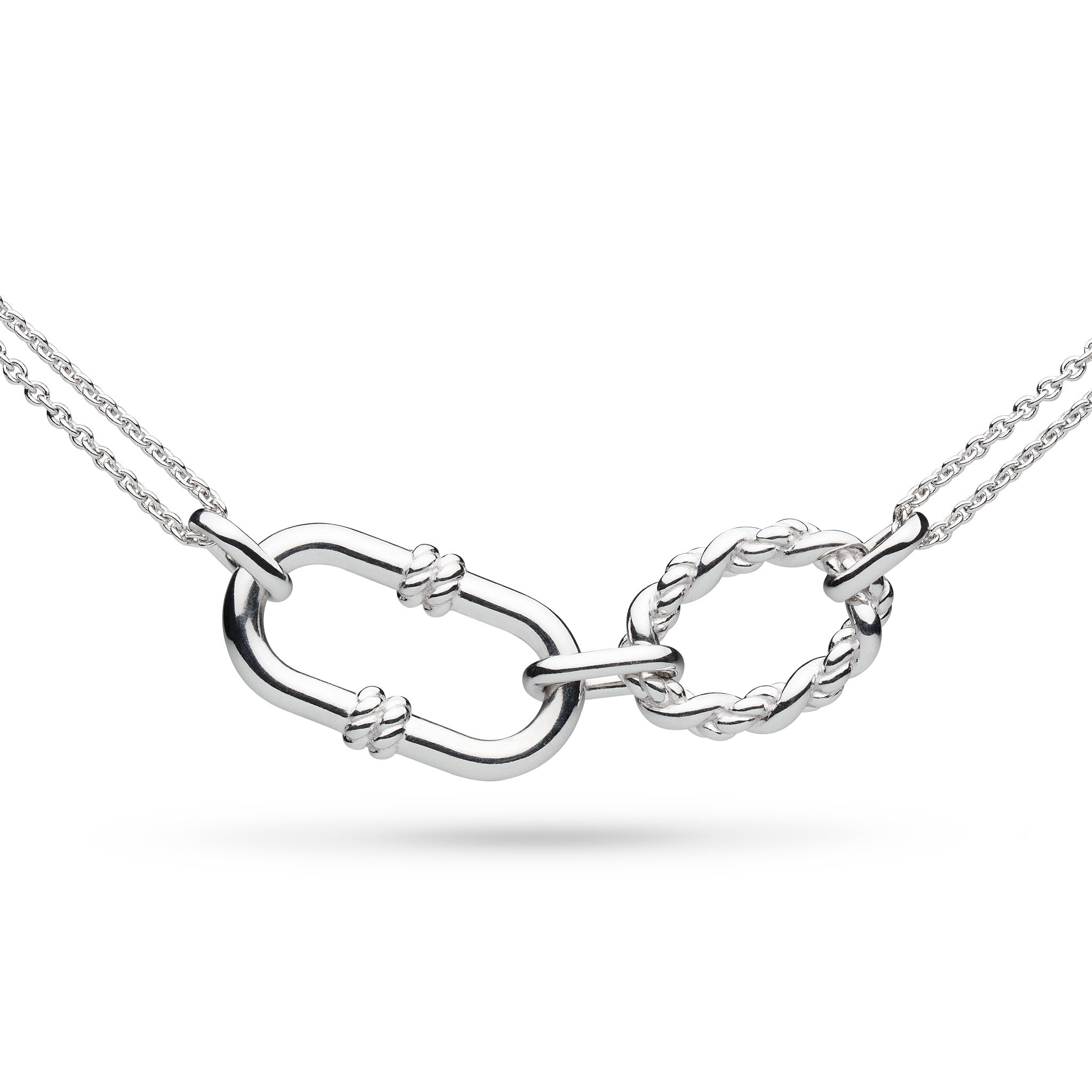 Kit Heath-Silver Marina Rope Link Duo Grande Twin Chain 18" Necklet-Dipples Jewellers