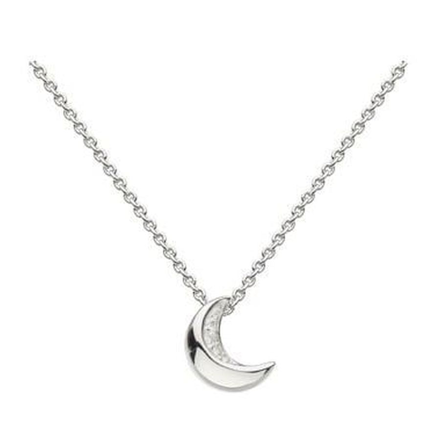 Kit Heath-Silver Miniature Sparkle CZ Mini Moon 17' Necklace-Dipples Jewellers