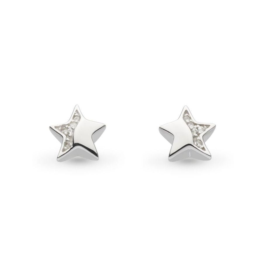 Kit Heath-Silver Miniatures Starlight Cubic Zirconia Pave Set Stud Earrings-Dipples Jewellers